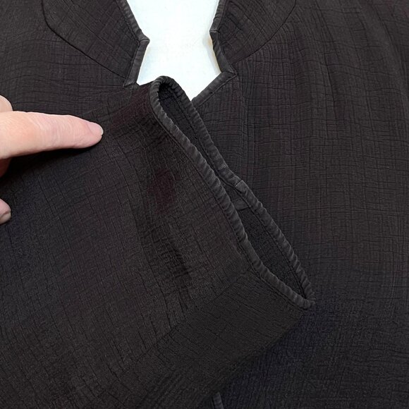 Eileen Fisher Womens Brown Textured Rayon & Silk Mandarin Collar Button Jacket L - Picture 3 of 13